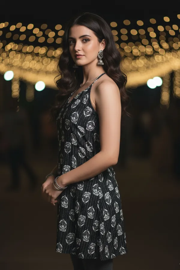 Black_Dabu_Print_Halter_Neck_Corset_Kurti