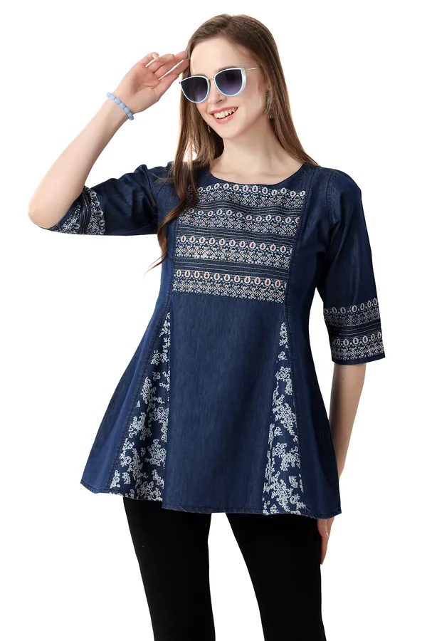 Effortless_Style_Blue_Denim_Frock_Tunic_with_Classic_Thread_Work