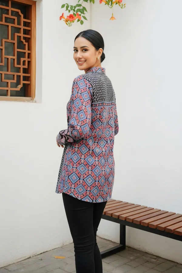 Black_Womens_Modal_Azrakh_Print_Shirt_Style_Kurti_Top