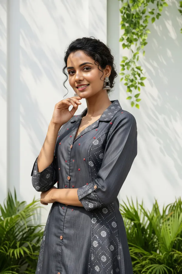 Exclusive_Denim_Black_A_Line_Indo_Western_Dress_With_Coat_Collar
