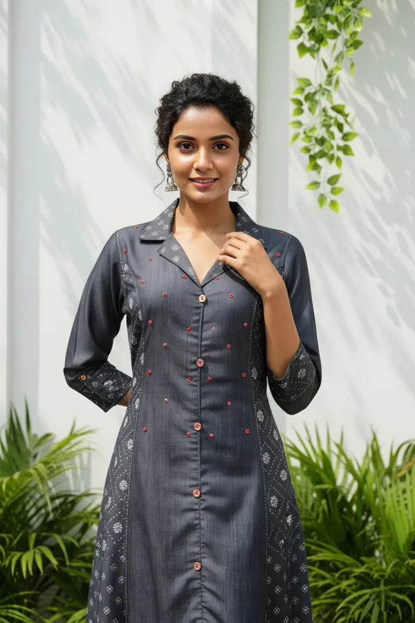 Exclusive_Denim_Black_A_Line_Indo_Western_Dress_With_Coat_Collar