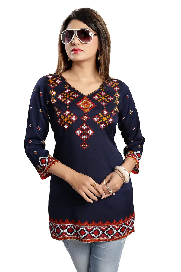 BEAUTIFUL_BLUE_POLY_CREPE_SHORT_KURTI_TUNIC_TOP