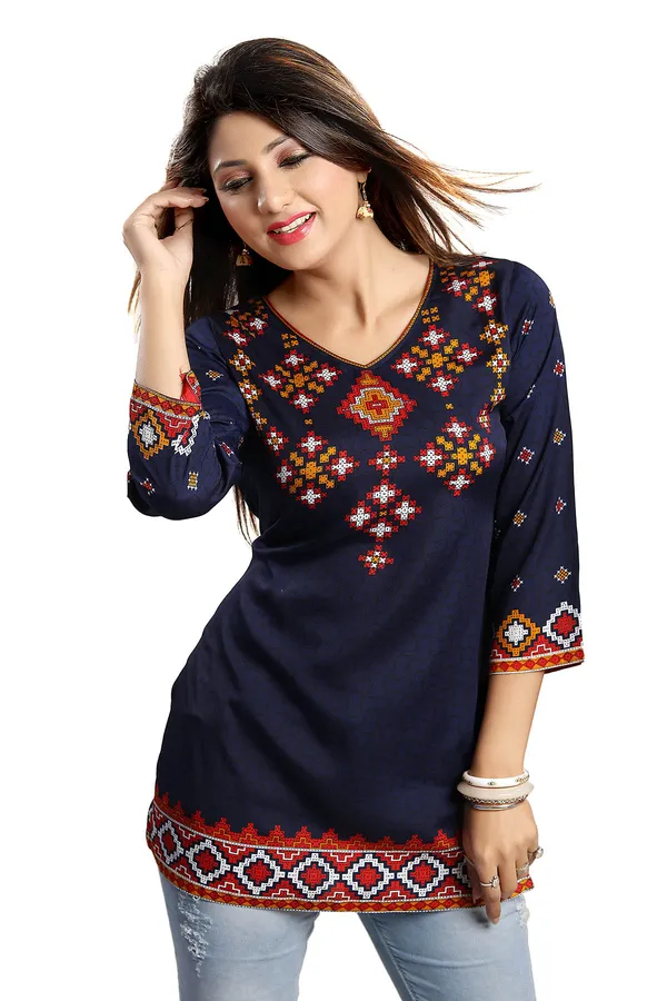 BEAUTIFUL_BLUE_POLY_CREPE_SHORT_KURTI_TUNIC_TOP