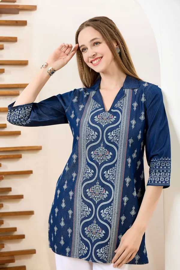 Stylish_Coat_Collar_Denim_Tunic_With_Hand_Embroidery