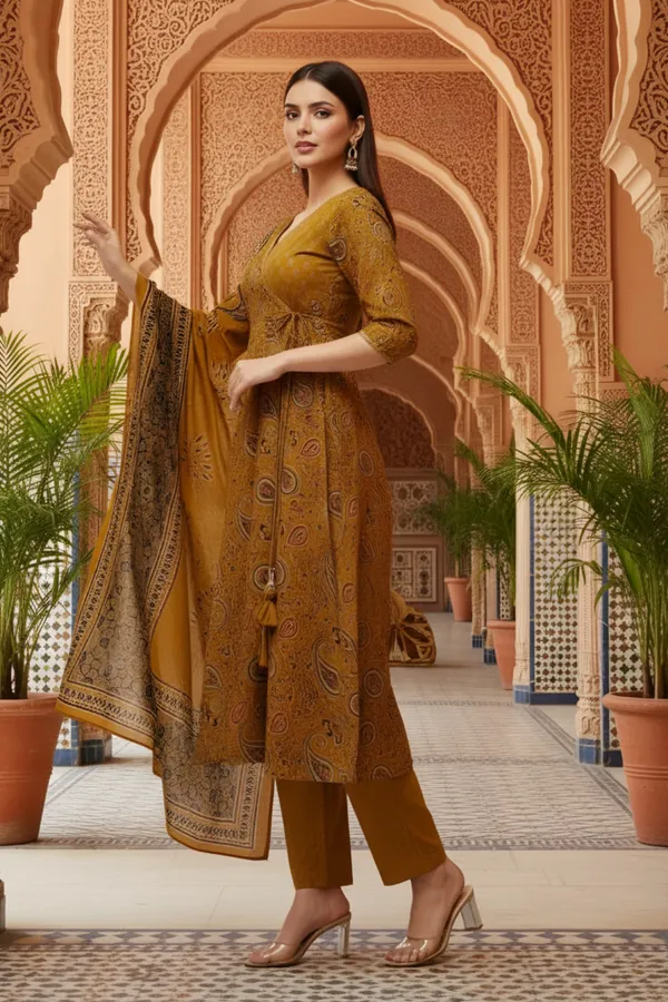 Mustard_Jaipuri_Print_Cotton_Flared_3_Piece_Suit_Set_with_Dupatta_for_Women