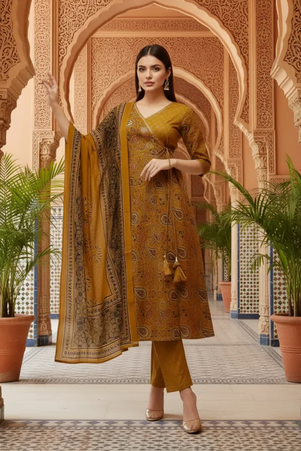 Mustard_Jaipuri_Print_Cotton_Flared_3_Piece_Suit_Set_with_Dupatta_for_Women