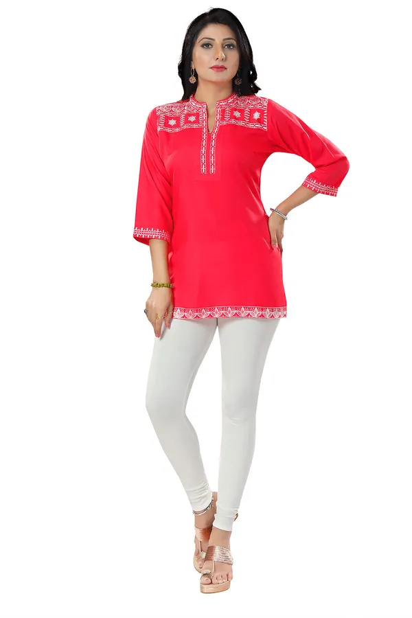 Tomato_Red_Women_Embroidered_Boho_Chic_Tunic_Top