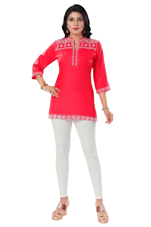 Tomato_Red_Women_Embroidered_Boho_Chic_Tunic_Top