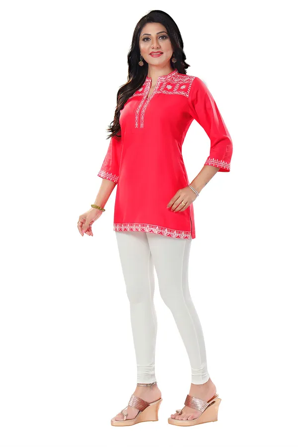 Tomato_Red_Women_Embroidered_Boho_Chic_Tunic_Top