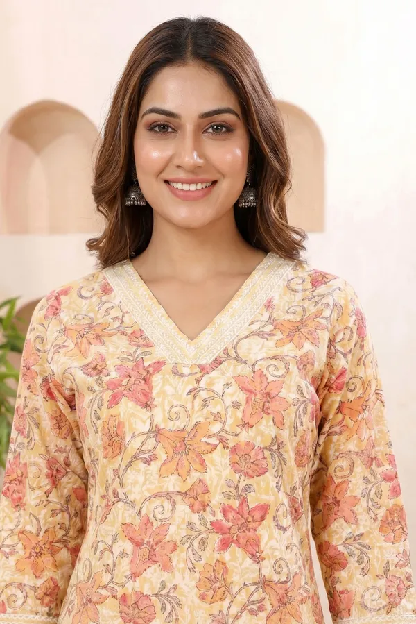 Yellow_Chikankari_Embroidered_Printed_Kurti_for_Women_with_Soft_Lining