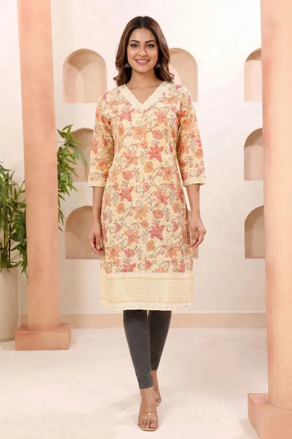 Yellow_Chikankari_Embroidered_Printed_Kurti_for_Women_with_Soft_Lining