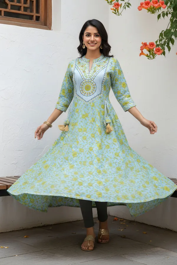 Light_Blue_Long_Anarkali_Gown_With_Embroidery_Yoke_And_Tussles