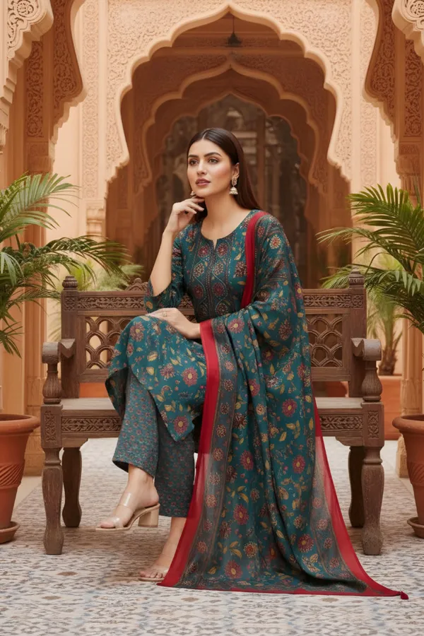Rama_Green_Jaipuri_Printed_Cotton_Kurta_Pant_Dupatta_Set_with_Zari_Work
