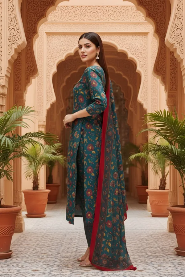 Rama_Green_Jaipuri_Printed_Cotton_Kurta_Pant_Dupatta_Set_with_Zari_Work