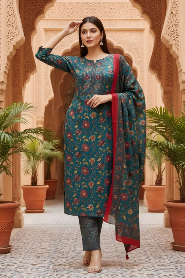 Rama_Green_Jaipuri_Printed_Cotton_Kurta_Pant_Dupatta_Set_with_Zari_Work