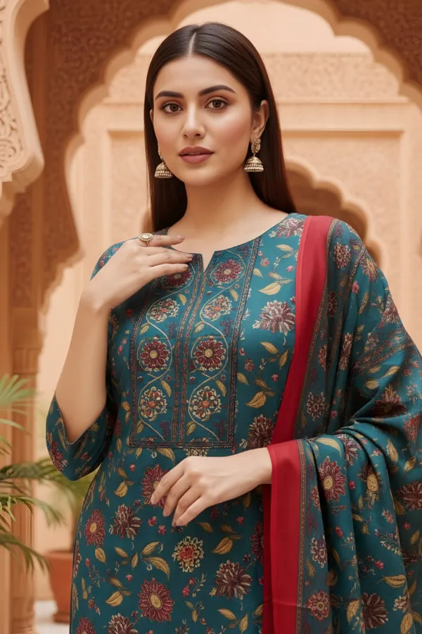 Rama_Green_Jaipuri_Printed_Cotton_Kurta_Pant_Dupatta_Set_with_Zari_Work