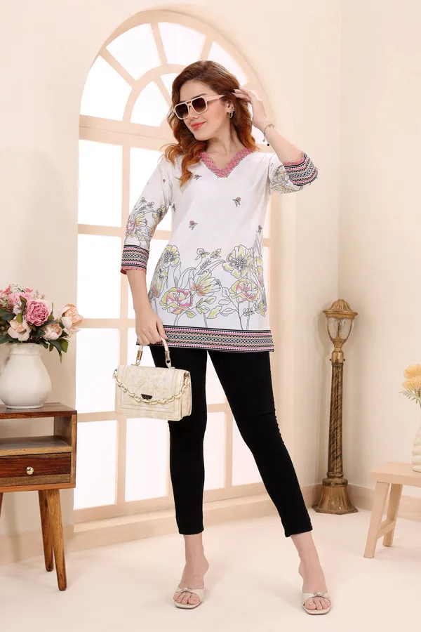 Cotton_Short_Kurti_Tunic_Top_with_Flower_Motifs_for_Women
