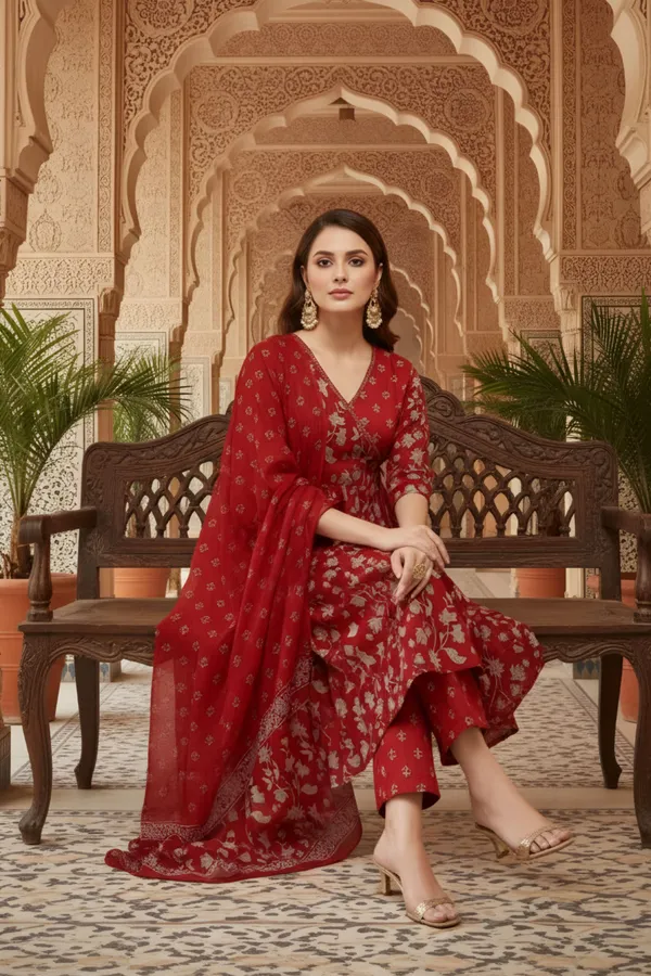 Red_Jaipuri_Print_Cotton_Flared_3_Piece_Suit_Set_with_Dupatta_for_Women