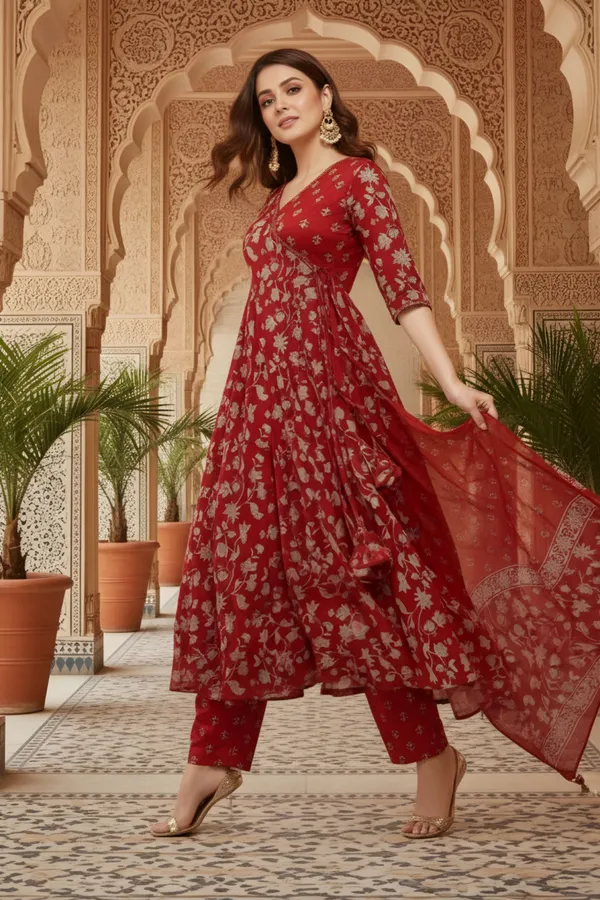 Red_Jaipuri_Print_Cotton_Flared_3_Piece_Suit_Set_with_Dupatta_for_Women