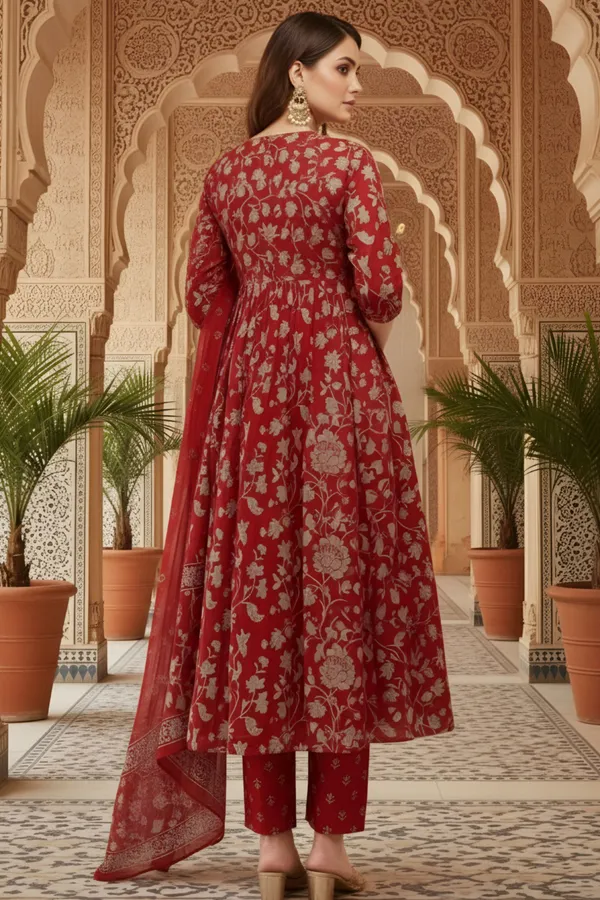 Red_Jaipuri_Print_Cotton_Flared_3_Piece_Suit_Set_with_Dupatta_for_Women