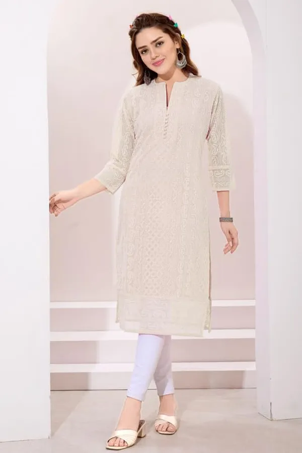 Keshubaba_Women's_Chikankari_Georgette_Kurta_�_Three_Quarter_Sleeves,_Round_Neck,_Ethnic_Traditional_Kurta