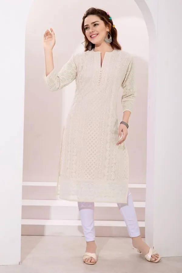 Women's_Chikankari_Georgette_Kurta_�_Three_Quarter_Sleeves,_Round_Neck,_Ethnic_Traditional_Kurta