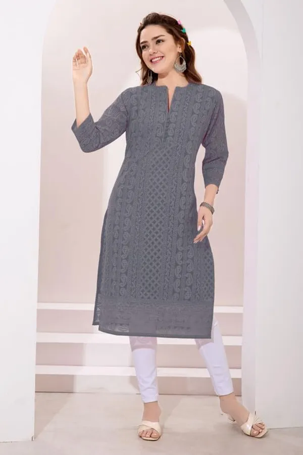 Women's_Chikankari_Georgette_Kurta_�_Three_Quarter_Sleeves,_Round_Neck,_Ethnic_Traditional_Kurta