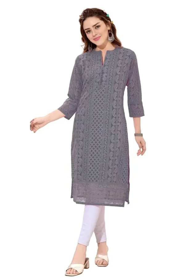 Women's_Chikankari_Georgette_Kurta_�_Three_Quarter_Sleeves,_Round_Neck,_Ethnic_Traditional_Kurta