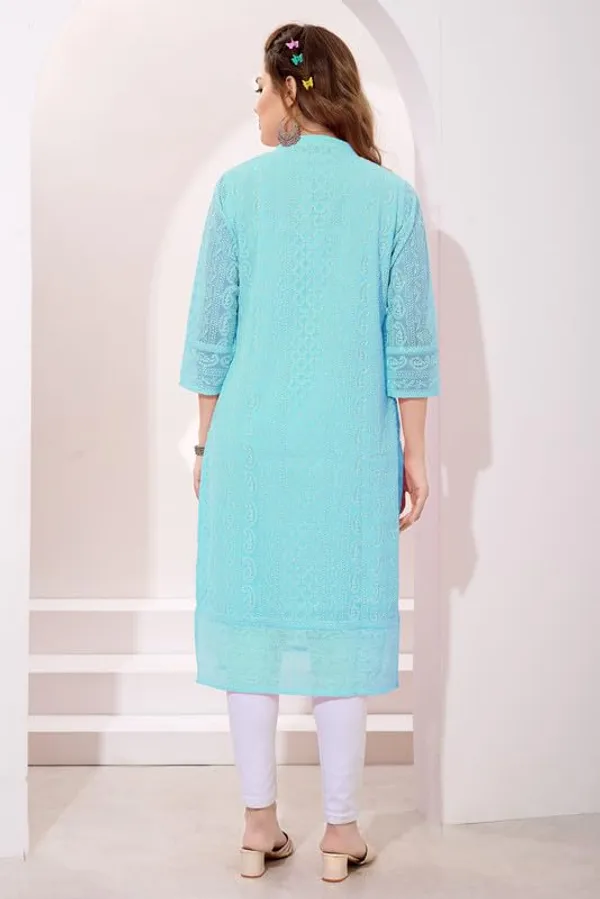 Women's_Chikankari_Georgette_Kurta_–_Three_Quarter_Sleeves,_Round_Neck,_Ethnic_Traditional_Kurta