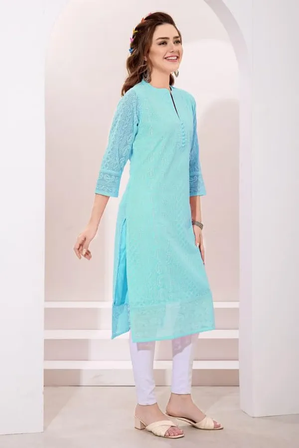 Women's_Chikankari_Georgette_Kurta_–_Three_Quarter_Sleeves,_Round_Neck,_Ethnic_Traditional_Kurta