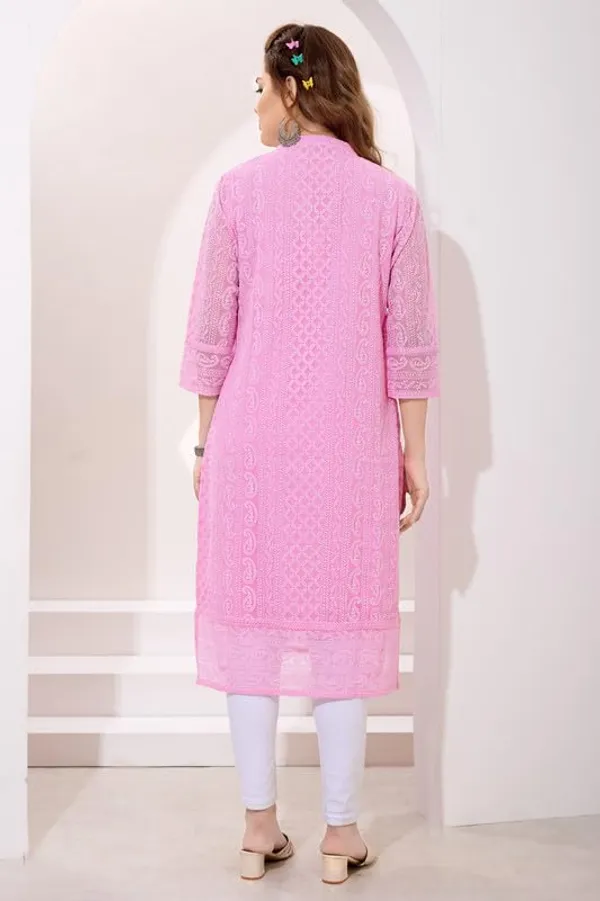 Women's_Chikankari_Georgette_Kurta_–_Three_Quarter_Sleeves,_Round_Neck,_Ethnic_Traditional_Kurta