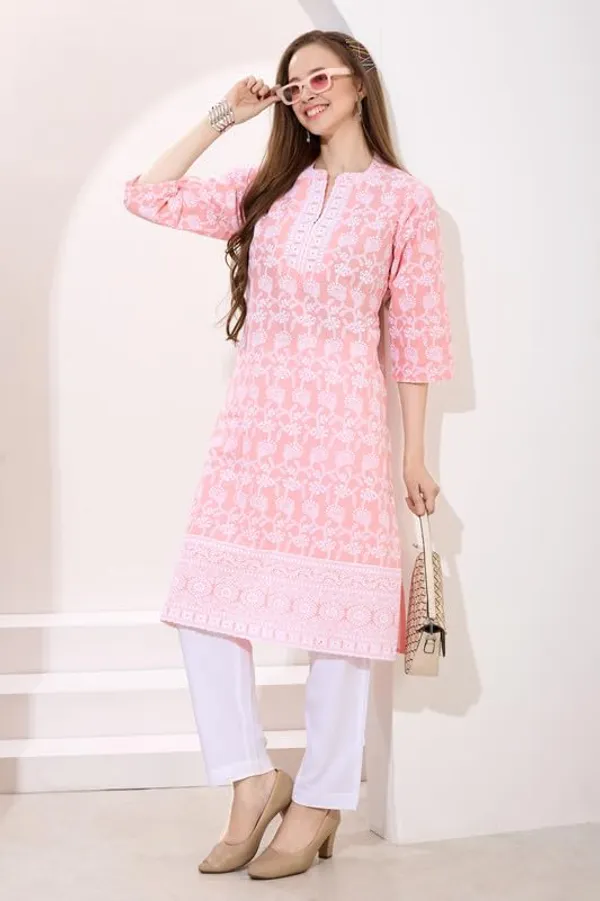 Chikankari_Kurti_For_Women_|_Long_Kurti_Pure_Cotton_Ethnic_Wear_|_Comfortable_&_Stylish_Attire
