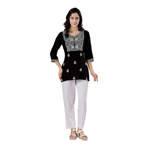 Trendy_Short_Kurti_In_Rayon_Fabric_With_Chikankari_Embroidery_For_Women_And_Girls_|_Kurti_Tops_|_Short_Kurti_|_Short_Kurti_For_Women_|_Short_Kurti_For_Girls