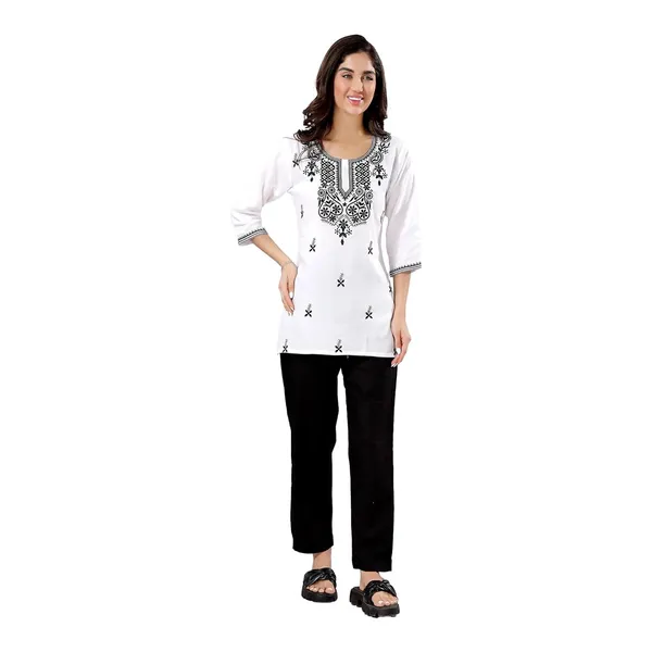 Trendy_Short_Kurti_In_Rayon_Fabric_With_Chikankari_Embroidery_For_Women_And_Girls_|_Kurti_Tops_|_Short_Kurti_|_Short_Kurti_For_Women_|_Short_Kurti_For_Girls
