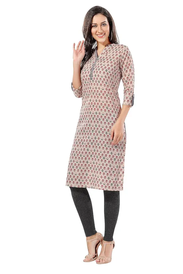 Beige_Cotton_Printed_Long_Kurti_Tunic_For_Work_Wear_|_Kurti_Tops_|_Short_Kurti_|_Short_Kurti_For_Women_|_Short_Kurti_For_Girls