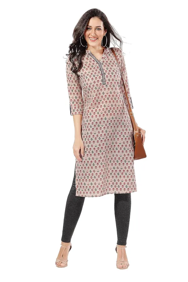 Beige_Cotton_Printed_Long_Kurti_Tunic_For_Work_Wear_|_Kurti_Tops_|_Short_Kurti_|_Short_Kurti_For_Women_|_Short_Kurti_For_Girls