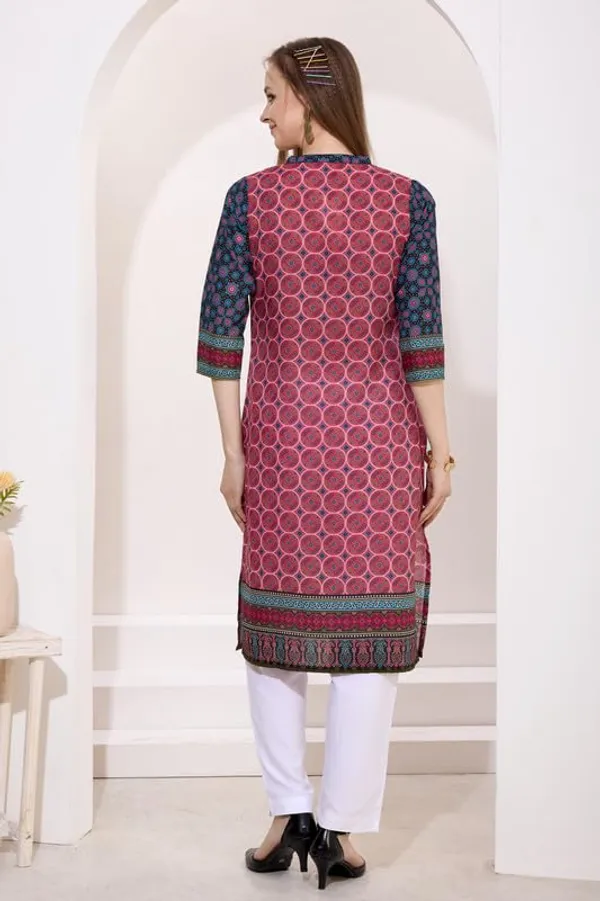 Black_And_Pink_Long_Cotton_Kurti_|_Digital_Print_Ethnic_Wear_For_Women_|_Comfortable_&_Stylish_Outfit