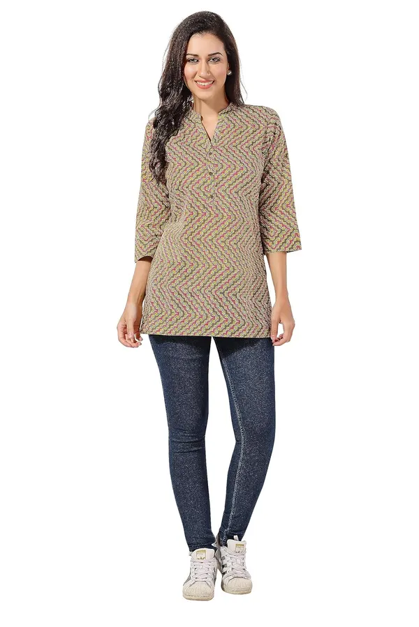 Casual_Craze_Brown_Cotton_Printed_Short_Tunic_Top_|_Kurti_Tops_|_Short_Kurti_|_Short_Kurti_For_Women_|_Short_Kurti_For_Girls
