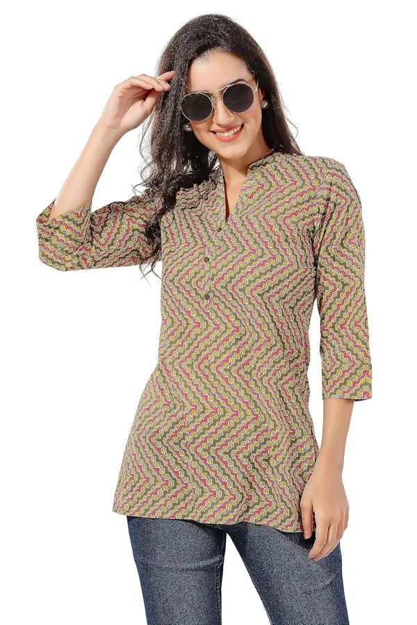 Casual_Craze_Brown_Cotton_Printed_Short_Tunic_Top_|_Kurti_Tops_|_Short_Kurti_|_Short_Kurti_For_Women_|_Short_Kurti_For_Girls