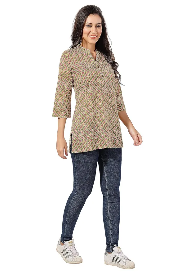 Casual_Craze_Brown_Cotton_Printed_Short_Tunic_Top_|_Kurti_Tops_|_Short_Kurti_|_Short_Kurti_For_Women_|_Short_Kurti_For_Girls