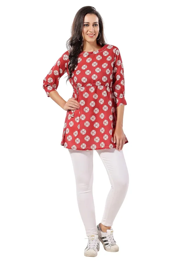 Women's_Short_Kurta_Rustic_Elegance_Cotton_Short_Flared_Batik_Print_Tunic_|_Kurti_Tops_|_Short_Kurti_|_Short_Kurti_For_Women_|_Short_Kurti_For_Girls