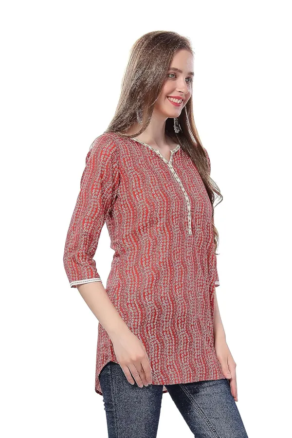 Red_Cotton_Printed_Tunic_With_Thread_Work_|_Kurti_Tops_|_Short_Kurti_|_Short_Kurti_For_Women_|_Short_Kurti_For_Girls