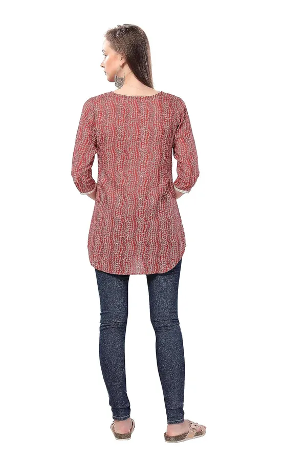 Red_Cotton_Printed_Tunic_With_Thread_Work_|_Kurti_Tops_|_Short_Kurti_|_Short_Kurti_For_Women_|_Short_Kurti_For_Girls
