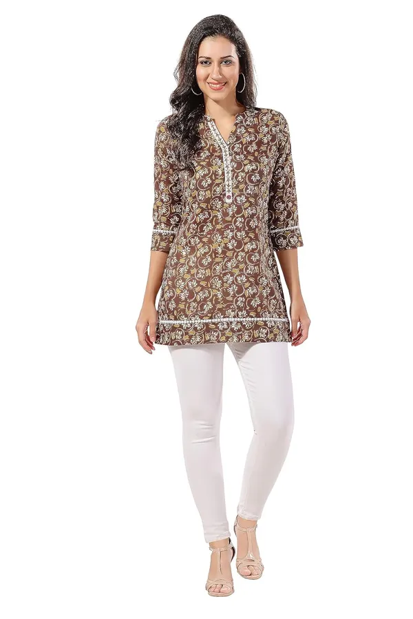 Olive_Cotton_Printed_Tunic_With_Laces_And_Thread_Work_|_Kurti_Tops_|_Short_Kurti_|_Short_Kurti_For_Women_|_Short_Kurti_For_Girls