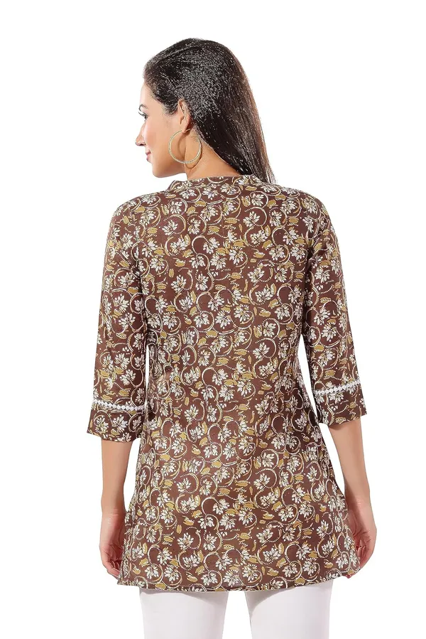Olive_Cotton_Printed_Tunic_With_Laces_And_Thread_Work_|_Kurti_Tops_|_Short_Kurti_|_Short_Kurti_For_Women_|_Short_Kurti_For_Girls