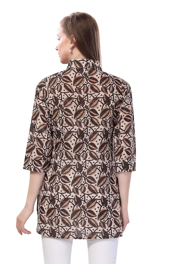Brown_Cotton_Printed_Tunic_With_Thread_Work_|_Kurti_Tops_|_Short_Kurti_|_Short_Kurti_For_Women_|_Short_Kurti_For_Girls
