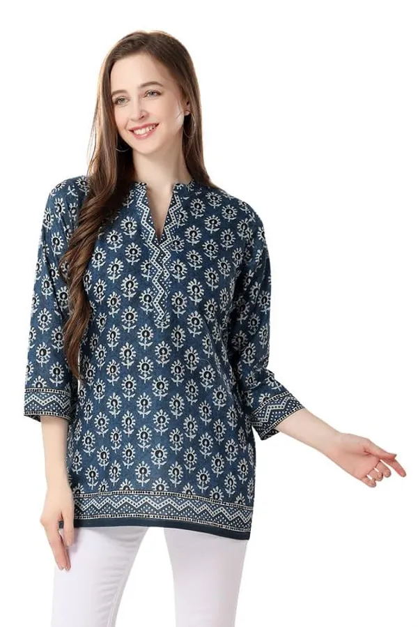 Cotton_Printed_Short_Kurti_Tunic_For_Work_Wear_Women_And_Girls_|_Kurti_Tops_|_Short_Kurti_|_Short_Kurti_For_Women_|_Short_Kurti_For_Girls