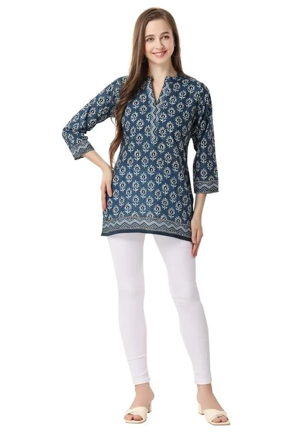 Cotton_Printed_Short_Kurti_Tunic_For_Work_Wear_Women_And_Girls_|_Kurti_Tops_|_Short_Kurti_|_Short_Kurti_For_Women_|_Short_Kurti_For_Girls