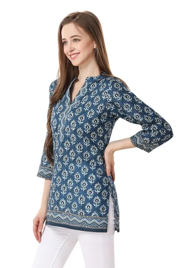 Cotton_Printed_Short_Kurti_Tunic_For_Work_Wear_Women_And_Girls_|_Kurti_Tops_|_Short_Kurti_|_Short_Kurti_For_Women_|_Short_Kurti_For_Girls