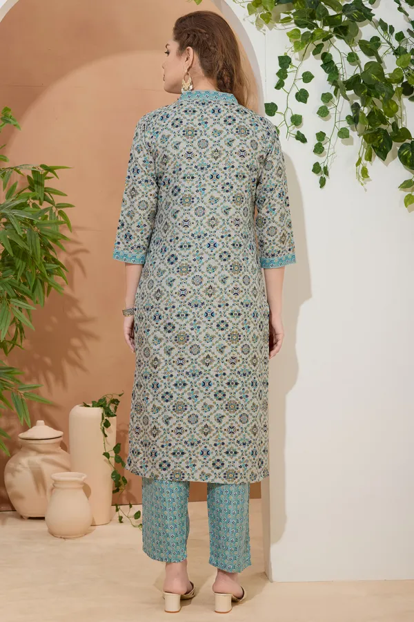 Playful_Gray_V_Neck_Kurti_Pant_Suit_For_Women